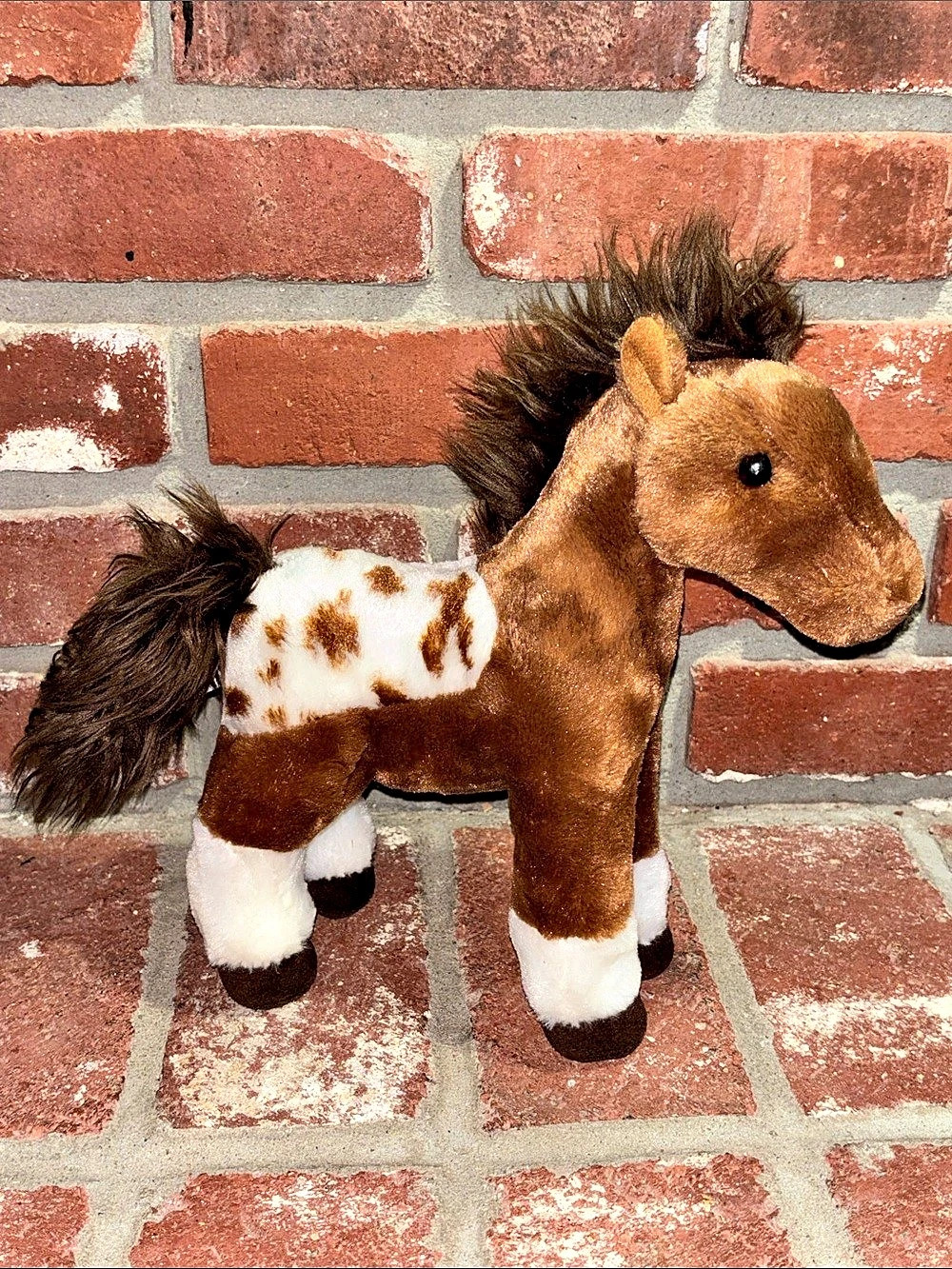 Aurora Dakota Pinto Horse Plush Horse Stuffed Animal in Brown & White Like New